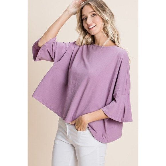 Solid Cotton Casual Top - Picture 2 of 5